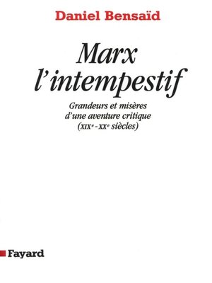 cover image of Marx l'intempestif
